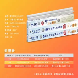 【DanceLight 舞光】2呎LED壁切三色支架燈T5 9W一體化調色層板燈(串接線另購)