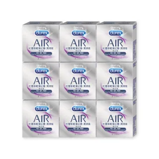 【Durex 杜蕾斯】AIR輕薄幻隱潤滑裝衛生套9盒(共27入 保險套/衛生套/避孕套/安全套/避孕/保險套推薦)