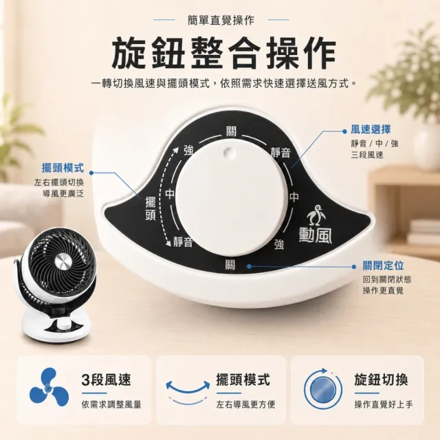 【勳風】8吋渦流循環桌扇/自動擺頭風扇(HFB-K7916)