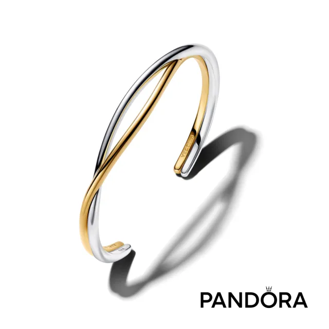 【Pandora 潘多拉】雙色交織開圈手環