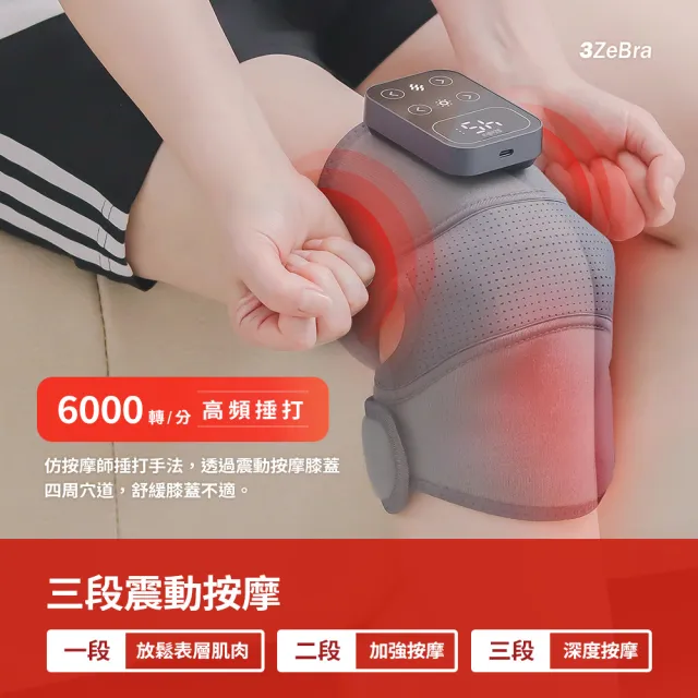 【3ZeBra 三隻斑馬】好膝力｜溫感膝部按摩器 二入組(膝蓋按摩 熱敷護膝)