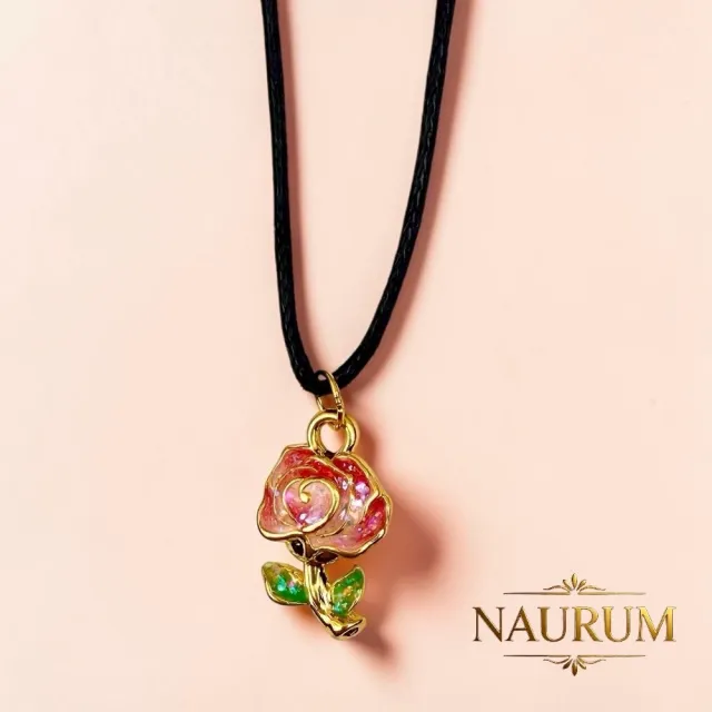 (NAURUM)黃金墜飾琺瑯繁星玫瑰0.08錢附贈皮繩