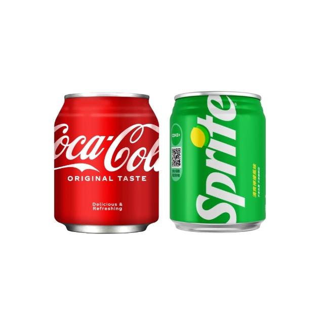 【Coca-Cola 可口可樂】可樂+雪碧 易開罐250ml x2箱(共48入;24入/箱)
