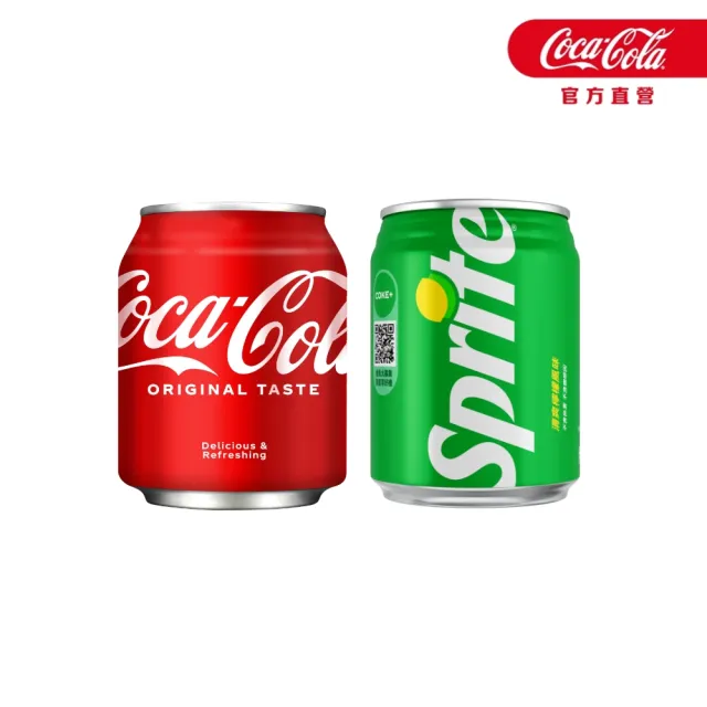 【Coca-Cola 可口可樂】可樂+雪碧 易開罐250ml x2箱(共48入;24入/箱)