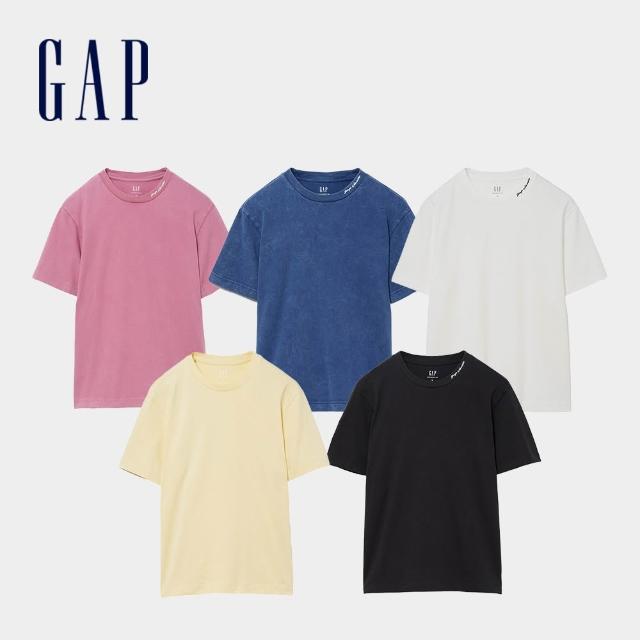 【GAP】重磅寬鬆 Gap Logo 短版短袖T恤-多色任選(895170)