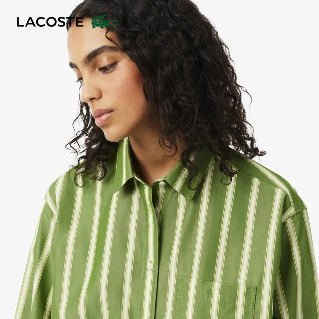【LACOSTE】女款-寬鬆版型純棉長袖襯衫(綠色)