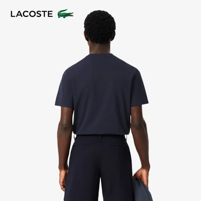 【LACOSTE】男款-防曬修身短袖圓領T(海軍藍)
