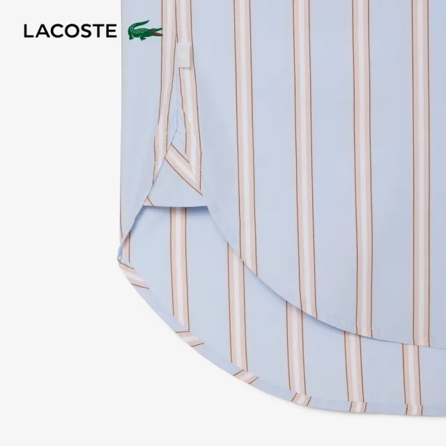 【LACOSTE】女款-寬鬆版型純棉長袖襯衫(淺藍色)