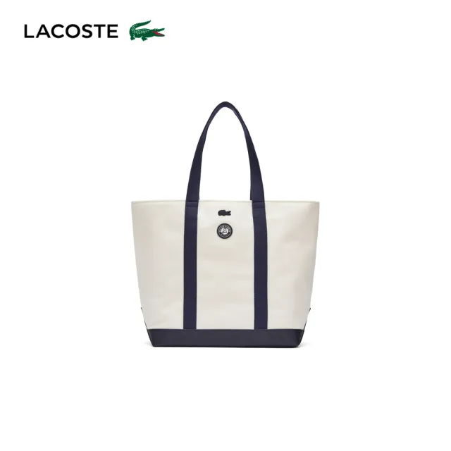 【LACOSTE】包款-時尚拼接大容量帆布托特包(米白色)