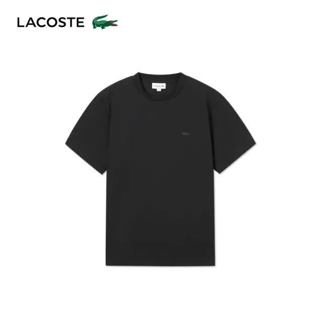 【LACOSTE】男款-基本款素色圓領短袖T恤(黑色)