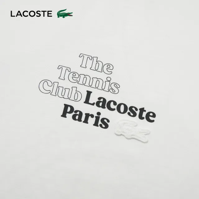 【LACOSTE】男款-網球檸檬編織袋插畫短袖 T(白色)
