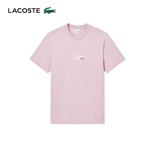 【LACOSTE】男款-網球檸檬編織袋插畫短袖 T(粉紅色)
