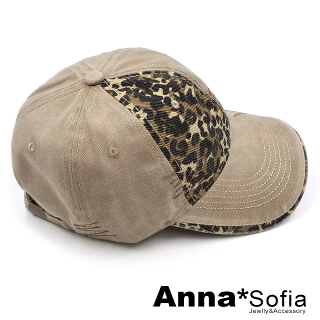 【AnnaSofia】防曬遮陽運動老帽鴨舌帽街舞嘻哈潮帽棒球帽-美式街頭感豹紋拼布 現貨(復古駝系)