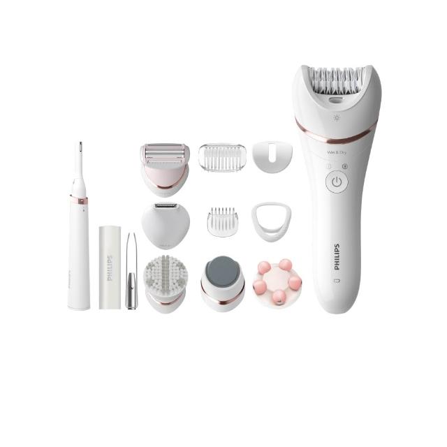 【Philips 飛利浦】BRE740/90 頂級淨柔美體刀全配組 (乾濕兩用/去角質/除毛/官方直營)