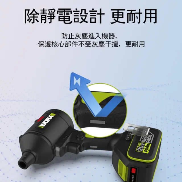 【WORX 威克士】20V 鋰電無刷空氣除塵槍 WU093.3(鼓風機 吹塵槍 吹葉機 無刷 鋰電 吹風 無刷渦輪吹塵槍)