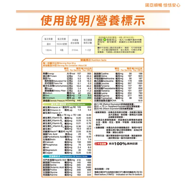 【NOAH 諾亞】恬恬安心 鉻加強順暢配方x2罐 (800g/罐)