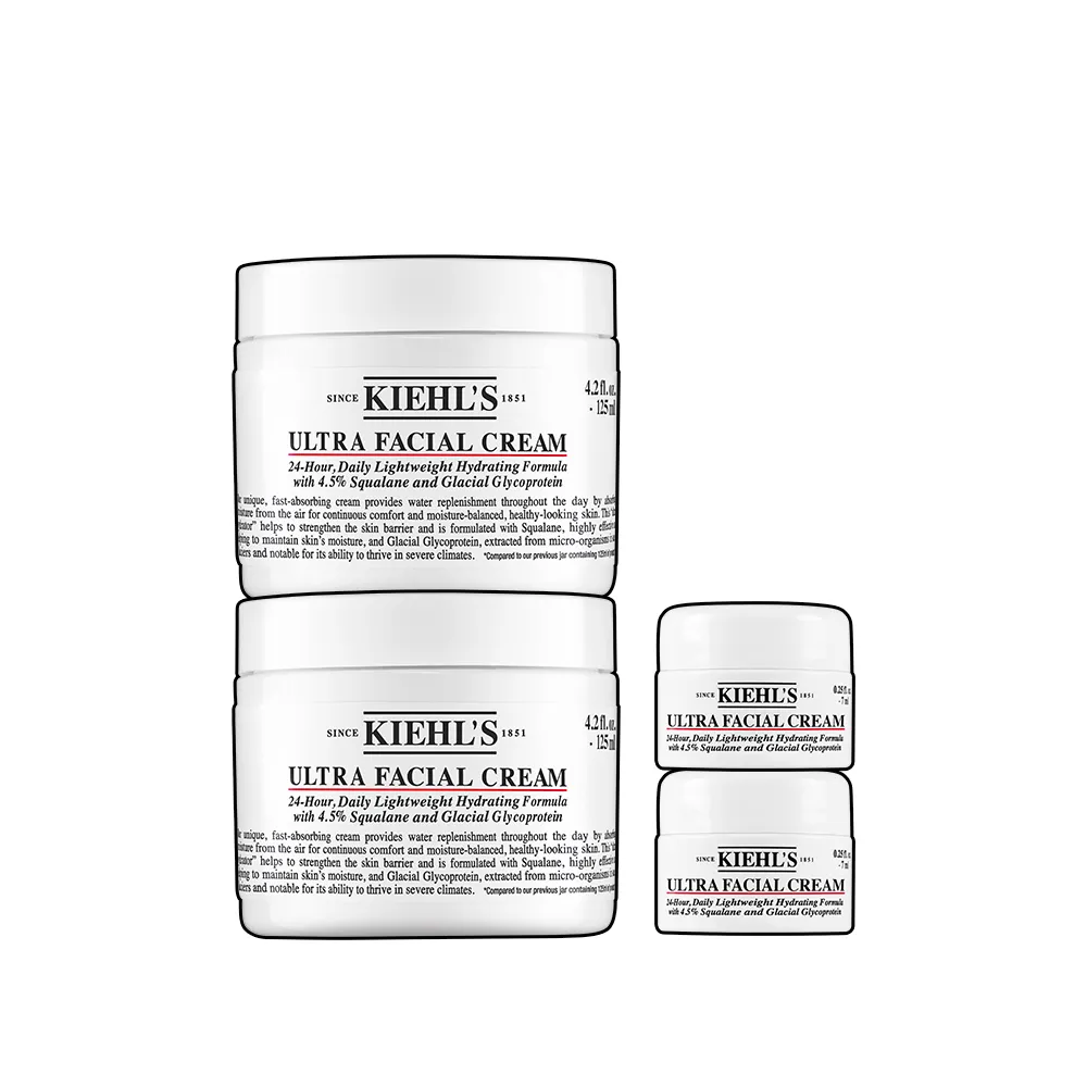 【Kiehl’s 契爾氏】官方直營 冰河醣蛋白舒敏修護保濕霜125ml 雙入組(Kiehl’s/大瓶裝)