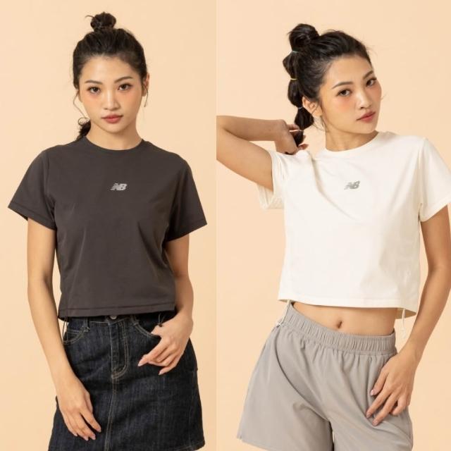 【NEW BALANCE】NB 短T 微短版短袖上衣_女性_白/黑灰_WT6137DUABR_WT6137DUCIC(亞版 版型正常)