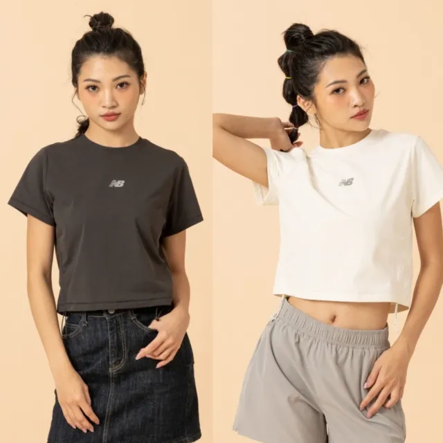 【NEW BALANCE】NB 短T 微短版短袖上衣_女性_白/黑灰_WT6137DUABR_WT6137DUCIC(亞版 版型正常)