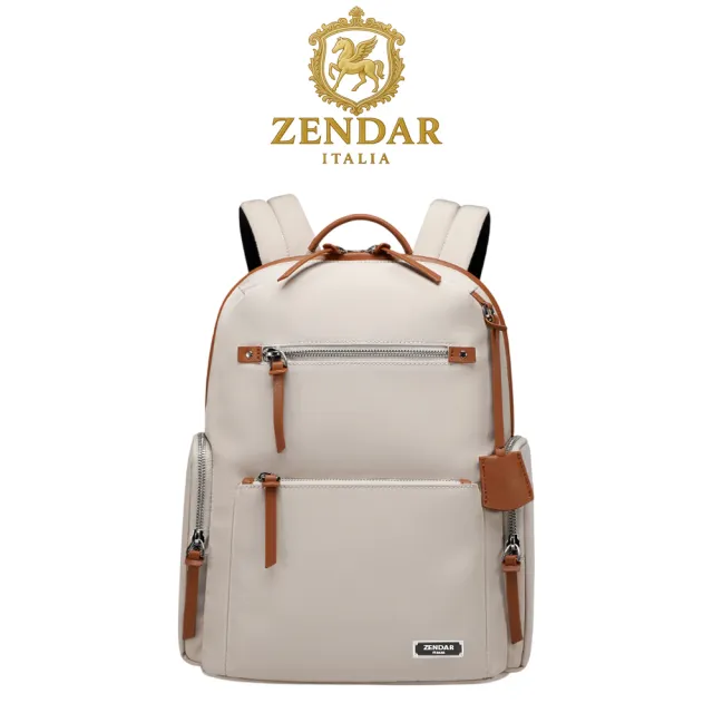 【ZENDAR】台灣總代理 頂級高彈性仿潑水休閒後背包 琪拉系列 (米白色 女包)