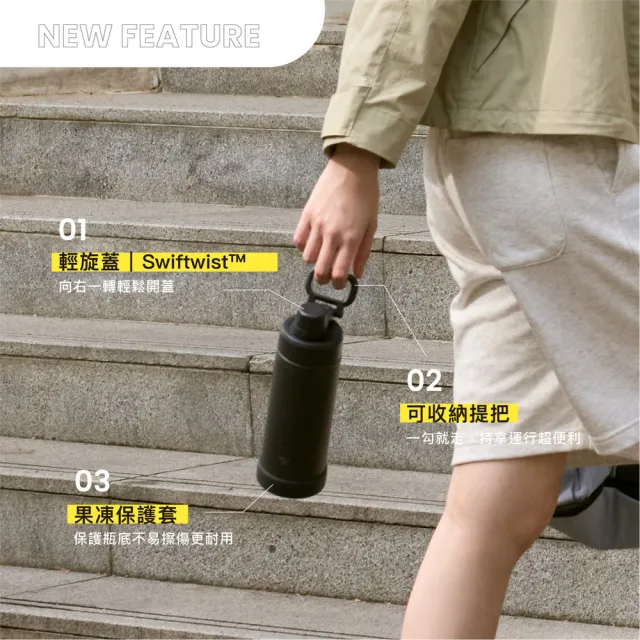 【ZOJIRUSHI 象印】不銹鋼真空提把保冷瓶-1000ml(SD-KA100H 保冰/環保杯)
