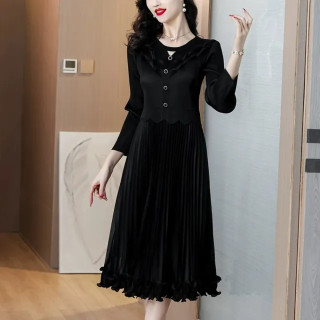 【巴黎精品】多款三宅風皺褶衣服洋裝(收腰顯瘦時尚木耳邊洋裝摺衣壓褶連身裙折衣女裙子4色k2ba41 A)