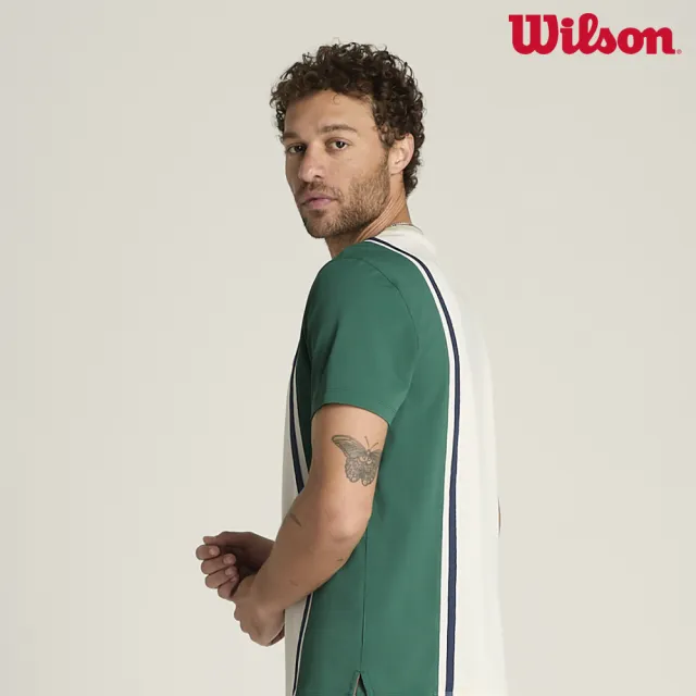 【WILSON】Emerson Tee Sandrift Field Green 男款 服飾 短袖T恤 白色/田園綠 WN00019W002001