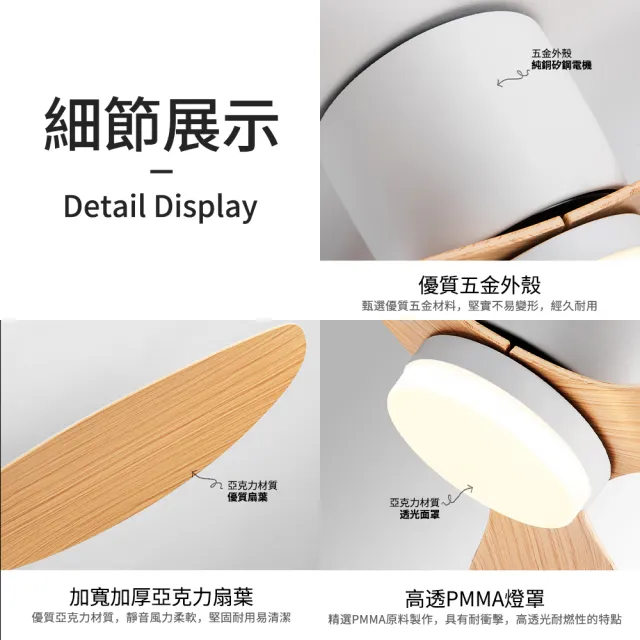 【XINGMU 興沐】北歐風扇燈 吸頂燈 52吋LED吊扇燈
