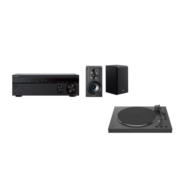 【SONY 索尼】7.2聲道環繞擴大機+藍牙無線黑膠唱盤+立體書架喇叭組合(STR-DH790+PS-LX3BT+SS-CS5)