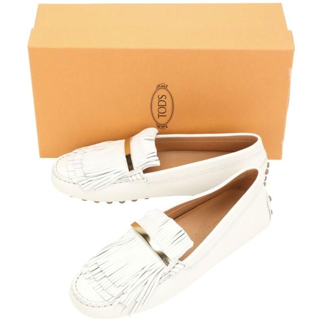 【TOD’S】Gommino 小金條流蘇牛羊皮豆豆休閒鞋-女鞋 白色
