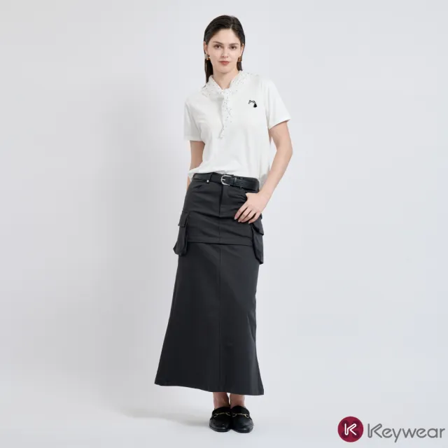 【KeyWear 奇威名品】顯瘦工裝魚尾長裙/短裙/自行變換兩穿(共2色)