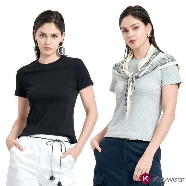 【KeyWear 奇威名品】修身顯瘦親膚素色短袖上衣T恤(共5色)