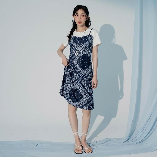 【OB 嚴選】冰箱假兩件滿版印花短袖洋裝 《DA10706》 適 2L~5L