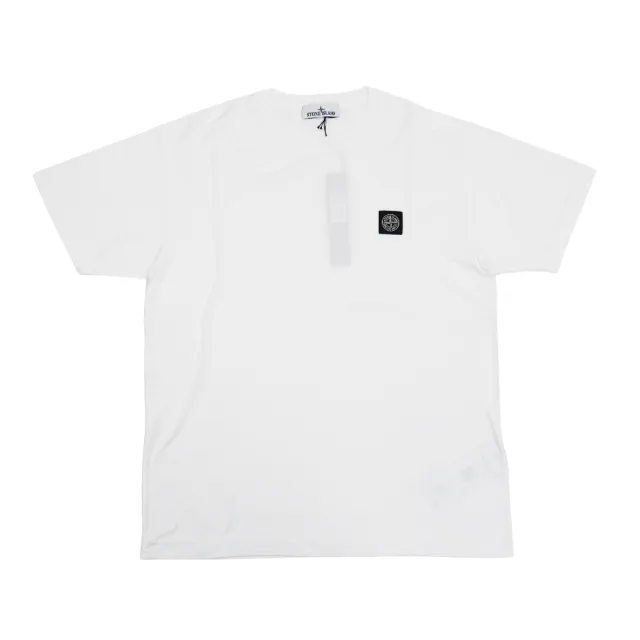 【Stone Island】十字品牌黑標男生短袖上衣(白)