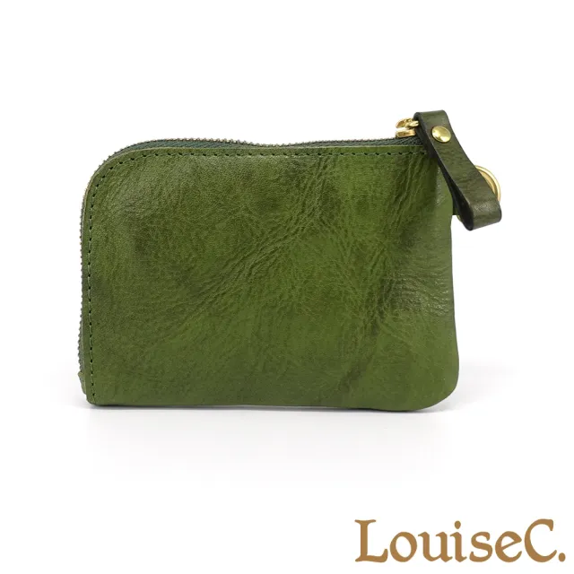【LouiseC.】雙11 Tree House 中性植鞣革牛皮手工擦色L型拉鍊卡片零錢真皮包-3色(MDRX517)
