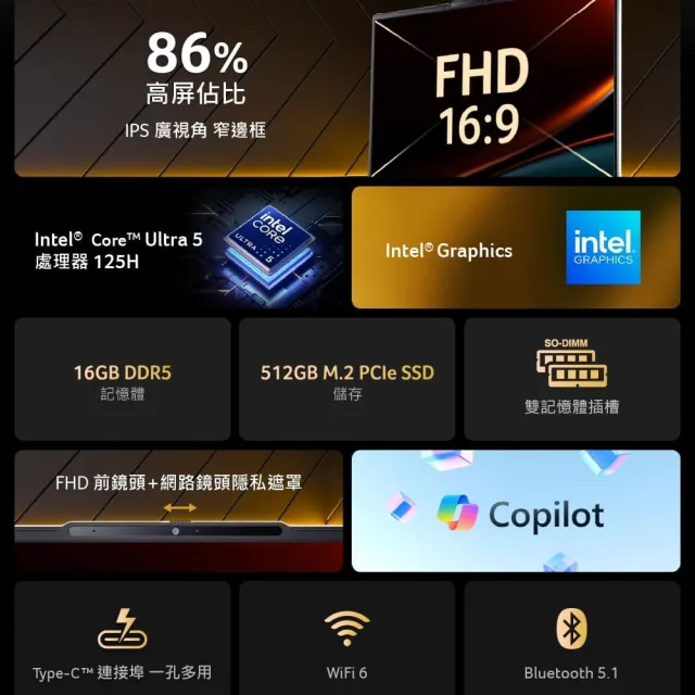 【Acer 宏碁】15.6吋Ultra 5 AI效能筆電(Aspire Lite/AL15-74P-503V/Ultra 5-125H/16G/512G/W11)