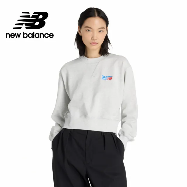 【NEW BALANCE】NB 大學T 短版上衣_WT53507AHH_女性_淺灰色(美版 版型偏大)