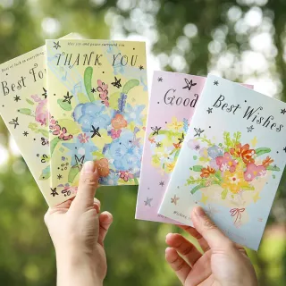 【德德小品集】韓系燙銀祝福卡 枝間花藝手寫卡片 附信封生日卡 感謝卡 畢業卡 禮物水彩花卉 婚禮 教師節