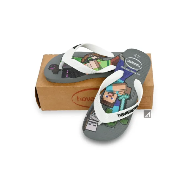 【havaianas 哈瓦仕】兒童拖鞋 男童 Kids Minecraft 麥塊 創世神 史蒂夫 苦力怕 骷弓 安德 兒童夾腳拖