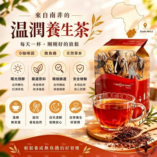 【瀚軒】AFRICAN DAWN 南非國寶茶(原味/黑醋栗/蘋果薄荷/草莓香草/芒果)(40小包/100克/包)任選x3包