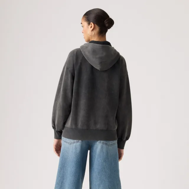 【LEVIS】ROSE朴彩英同款 復古寬鬆拉鍊連帽外套 / 黑  女生上衣 人氣新品 00ATW-0000