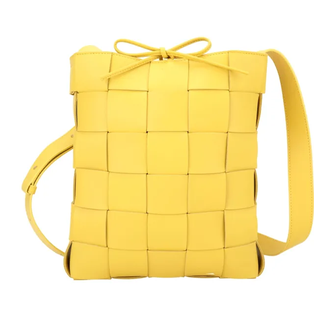 【BOTTEGA VENETA 寶緹嘉】BV Cassette 編織小羊皮斜背包-黃色