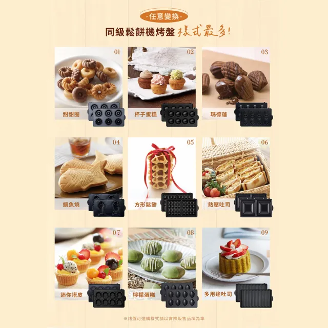 【Vitantonio】官方直營 烤盤-迷你塔皮/方型鬆餅/多用途吐司(VWH-600B鬆餅機適用)