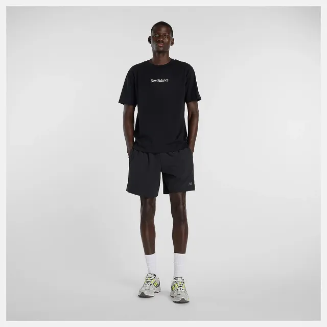 【NEW BALANCE】NB 短袖上衣 男 美規 黑 MT6161TQBK (S2461)