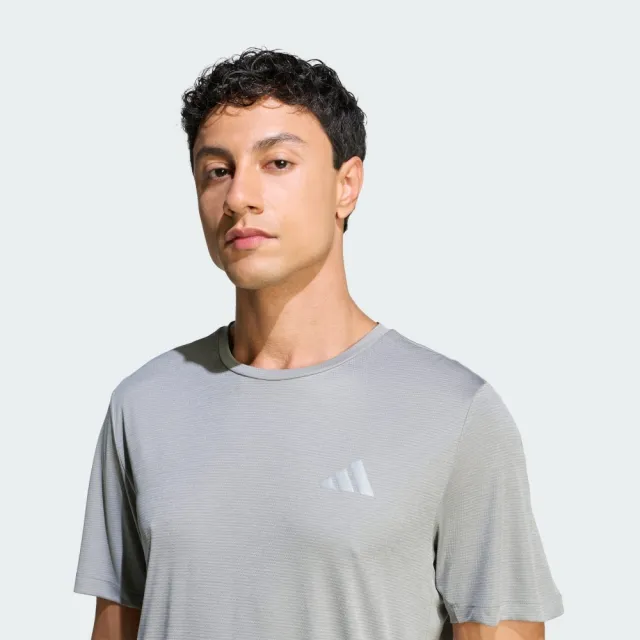 【adidas 愛迪達】短袖上衣 男 訓練 慢跑 吸濕排汗 亞規 RUN ESS TEE M 灰 KB5961