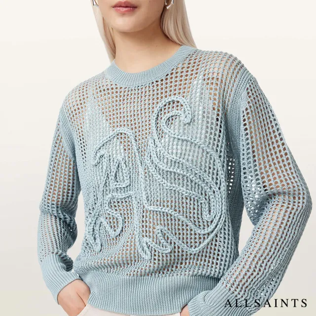 【ALLSAINTS】RAELYN 開放式針織上衣-藍 W047KEE(舒適版型)