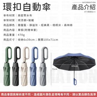 【愛Phone】雨傘 環扣自動傘 勾勾傘 自動傘 12骨自動傘 大雨傘 扣環傘 UV傘 遮陽傘 陽傘 黑膠傘 晴雨傘