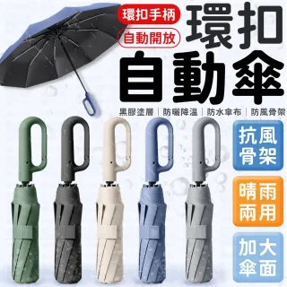 【愛Phone】雨傘 環扣自動傘 勾勾傘 自動傘 12骨自動傘 大雨傘 扣環傘 UV傘 遮陽傘 陽傘 黑膠傘 晴雨傘