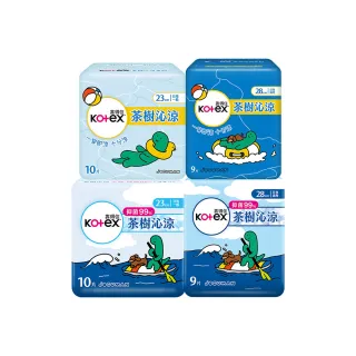【Kotex 靠得住】JOGUMAN特別款茶樹沁涼棉日用 23cm 10片x7包/28cm 9片x7包 箱購任選(涼感衛生棉)