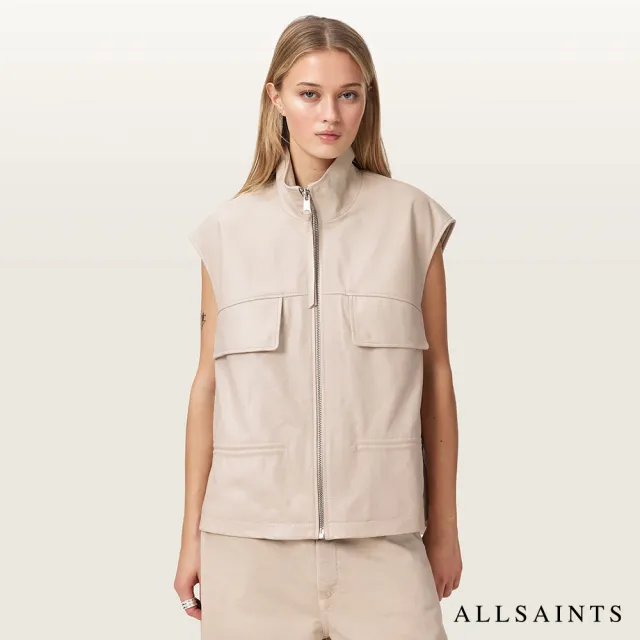 【ALLSAINTS】FLOR 寬鬆羊皮背心-白 W095LE(寬鬆版型)